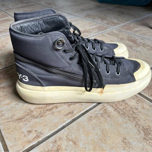 Adidas Y-3 Yohji Yamamoto Ajatu Court‎ High Size 12 1/2 Black Cream White - Picture 2 of 13